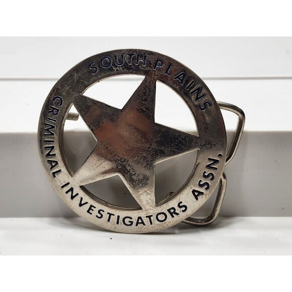 Vintage 1992 South Plains Criminal Investigators Assn Star Belt Buckle USA Made - Picture 1 of 4